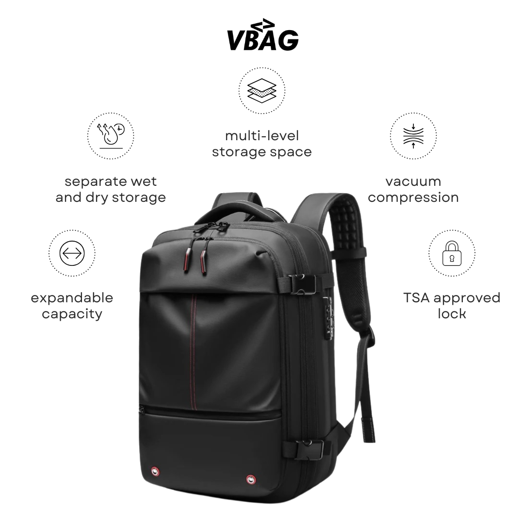 Versatile 17-Inch Travel Backpack with Vacuum Compression – Laptop, Hiking, & Business Bag