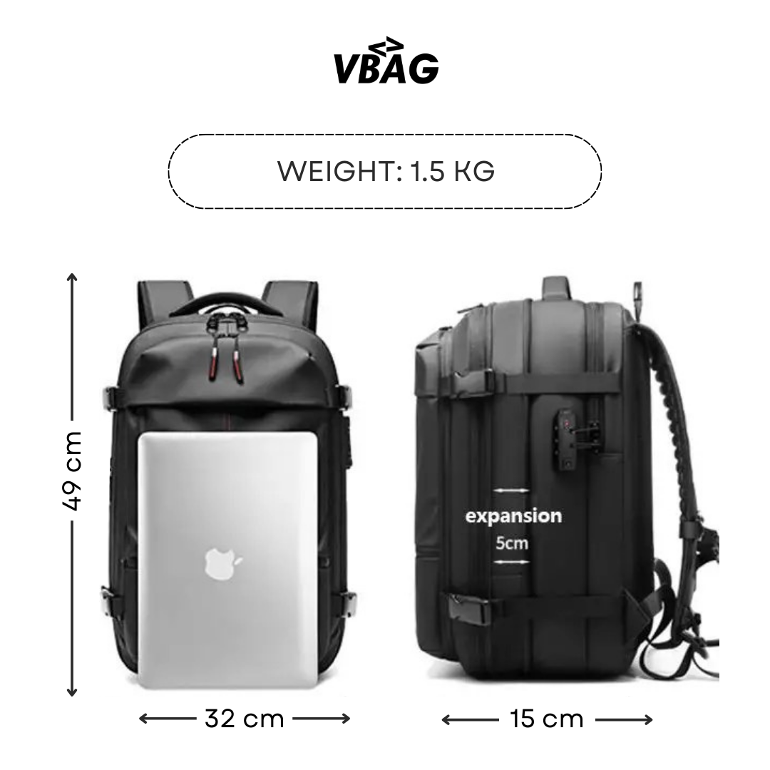 Versatile 17-Inch Travel Backpack with Vacuum Compression – Laptop, Hiking, & Business Bag